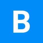 Image of the letter "B" that has a white text color and a background color of blue.