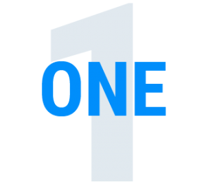 Transparent image of the number one with the word "one" written over it.