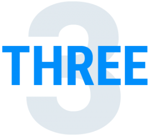 Transparent image of the number three with the word "three" written over it.